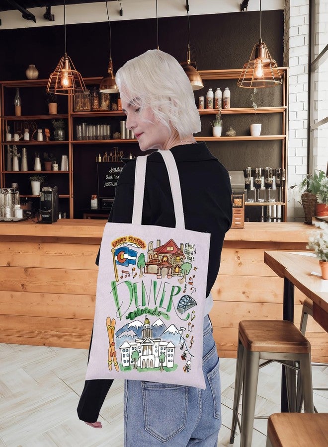G2TUP Denver Colorado Travel Tote Bag Denver Souvenir Gift Denver Landmarks Shoulder Bag Denver Merchandise (Denver TG) - Image 3